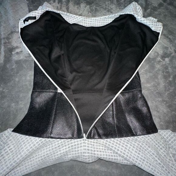 Tibi Tweed Faux Vegan Leather Asymmetrical Hem Knit Dress Fit N' Flare Size 6 - Picture 8 of 12